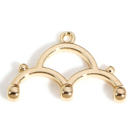 Image de 2 Pcs Connecteurs à Lustre en Laiton Arc Plaqué Or Véritable 18K 18mm x 12mm