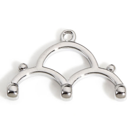 Picture of 2 PCs Brass Chandelier Connectors Arched Real Platinum Plated 18mm x 12mm