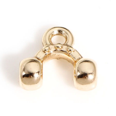 Picture of 2 PCs Brass Chandelier Connectors Arched 18K Real Gold Plated 7mm x 6mm