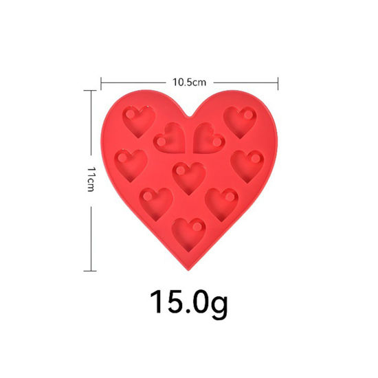 Imagen de 1 Unidad Silicona día de San Valentín Molde de Resina para la Decoración del Hogar Fabricación de Bricolaje Corazón Rojo 11cm x 10.5cm