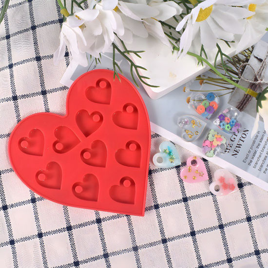 Imagen de 1 Unidad Silicona día de San Valentín Molde de Resina para la Decoración del Hogar Fabricación de Bricolaje Corazón Rojo 11cm x 10.5cm
