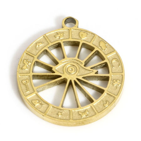 Picture of 1 Piece Eco-friendly PVD Vacuum Plating Waterproof Anti-Tarnish Hypoallergenic 304 Stainless Steel Stylish Charms 18K Real Gold Plated Clock Hollow 15.5mm x 14mm