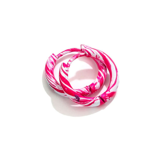 Изображение 1 Пара 304 Нержавеющая Сталь Серьги-кольца Белый & Розовый Круглые С Эмалью 12мм Диаметр