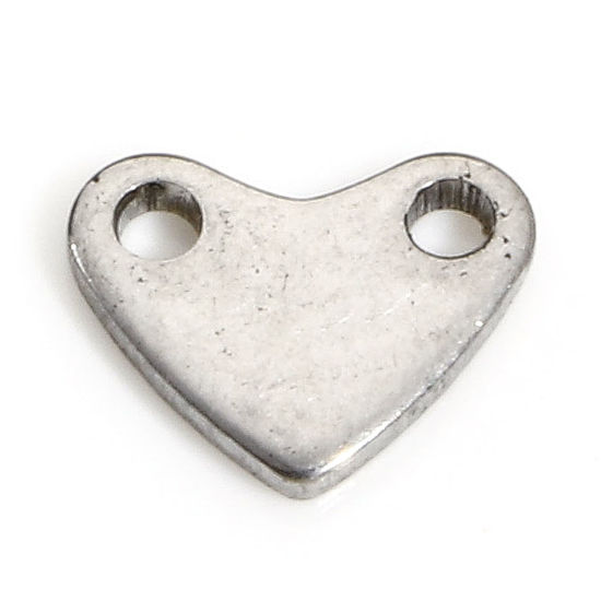 Image de 10 Pcs Breloques en 304 Acier Inoxydable La Saint Valentin Cœur Argent Mat 7mm x 5.5mm