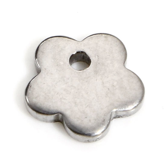 Image de 10 Pcs Breloques en 304 Acier Inoxydable Série Géométrie Argent Mat Fleurs 7mm x 7mm