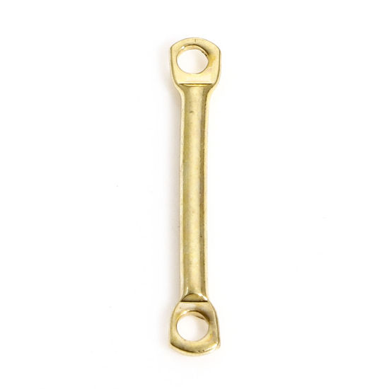 Imagen de 10 Unidades Recubrimiento al Vacío PVD Ecológico 304 Acero Inoxidable Conectores Dijes Colgantes Palo Chapado en Oro 15mm x 2mm