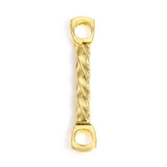 Imagen de 10 Unidades Recubrimiento al Vacío PVD Ecológico 304 Acero Inoxidable Conectores Dijes Colgantes Palo Chapado en Oro Retorcido 12mm x 2mm