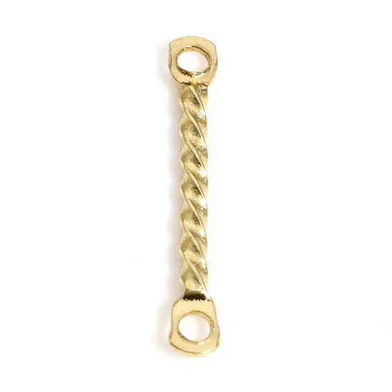 Imagen de 10 Unidades Recubrimiento al Vacío PVD Ecológico 304 Acero Inoxidable Conectores Dijes Colgantes Palo Chapado en Oro Retorcido 15mm x 2mm
