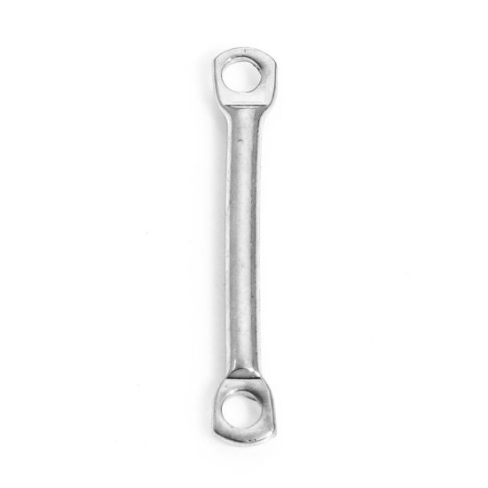 Picture of 10 PCs 304 Stainless Steel Connectors Charms Pendants Silver Tone Sticks 15mm x 2mm