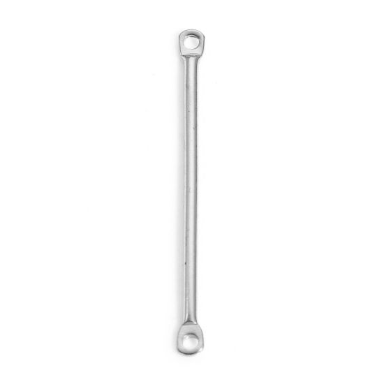 Imagen de 10 Unidades 304 Acero Inoxidable Conectores Dijes Colgantes Palo Tono de Plata 25mm x 2mm