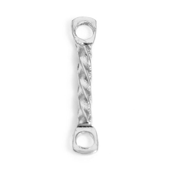 Picture of 10 PCs 304 Stainless Steel Connectors Charms Pendants Silver Tone Sticks 12mm x 2mm