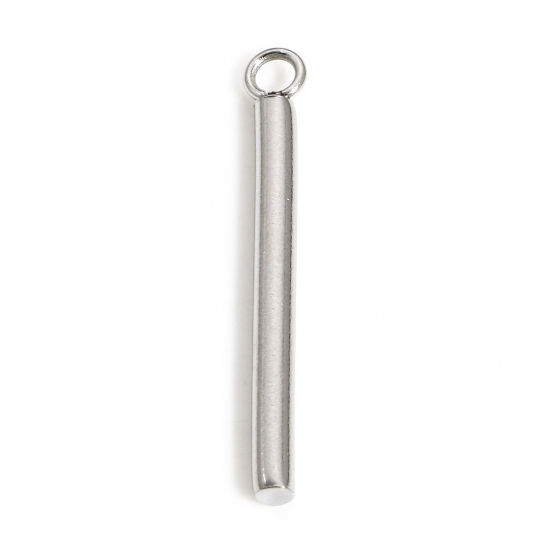 Picture of 10 PCs 304 Stainless Steel Connectors Charms Pendants Silver Tone Sticks 23mm x 3mm