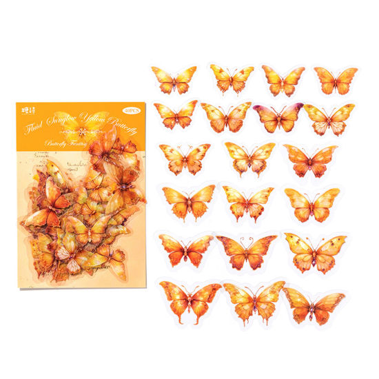 Picture of 1 Set ( 40 PCs/Set) PET Insect DIY Scrapbook Deco Stickers Yellow Butterfly Animal 16cm x 10cm