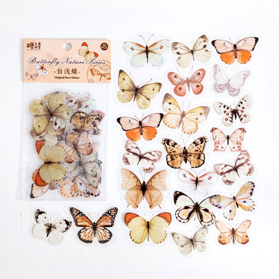 Picture of 1 Set ( 40 PCs/Set) PET Insect DIY Scrapbook Deco Stickers White Butterfly Animal