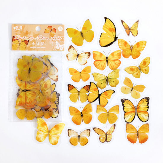 Picture of 1 Set ( 40 PCs/Set) PET Insect DIY Scrapbook Deco Stickers Golden Butterfly Animal