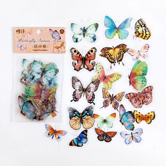 Picture of 1 Set ( 40 PCs/Set) PET Insect DIY Scrapbook Deco Stickers Multicolor Butterfly Animal