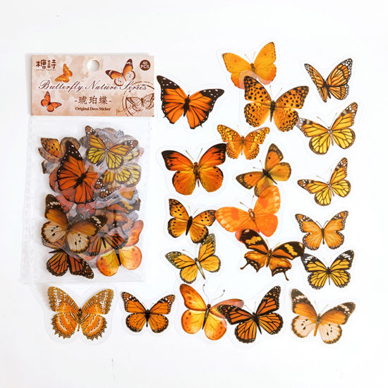 Picture of 1 Set ( 40 PCs/Set) PET Insect DIY Scrapbook Deco Stickers Amber Butterfly Animal
