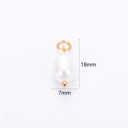 Image de 2 Pcs Breloques en 304 Acier Inoxydable & Perle Naturelle Placage sous Vide Baroque Doré 18mm x 7mm 