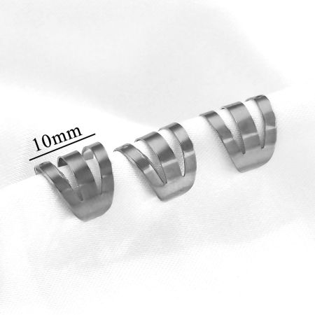 Picture of 10 PCs 304 Stainless Steel Ear Cuffs Clip Wrap Earrings U-shaped Silver Tone 10mm x 7mm