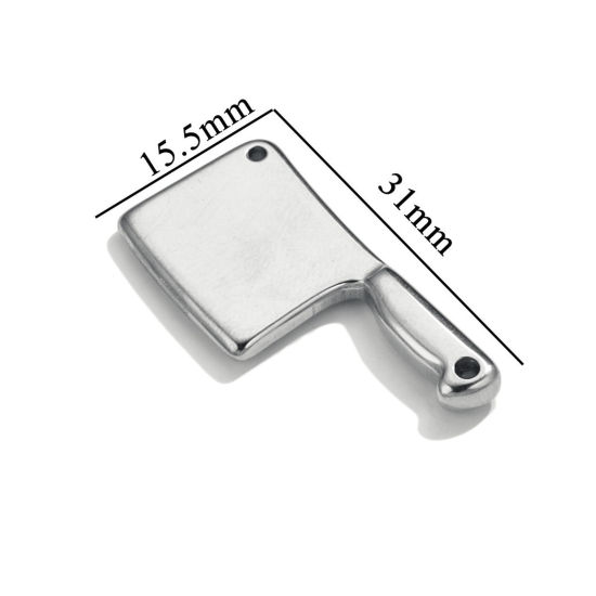 Image de 1 Pièce Pendentifs en 304 Acier Inoxydable Couteau de Cuisine Argent Mat 31mm x 5.5mm