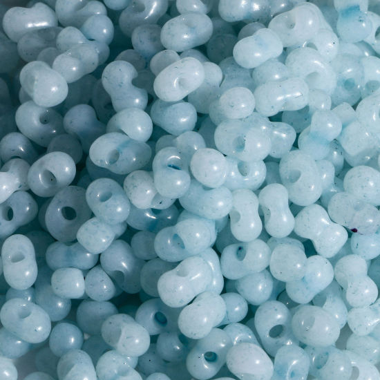 Bild von 10 Gramm Glas Erdnuss Rocailles Perlen für die DIY-Schmuckherstellung Blau ca. 5mm x 3.5mm, Loch:ca. 0.8mm