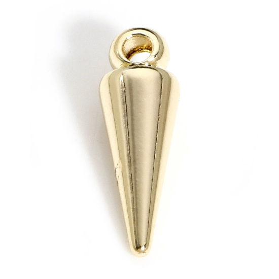 Picture of 5 PCs Brass Charms 18K Real Gold Plated Cone 3D 15mm x 5mm