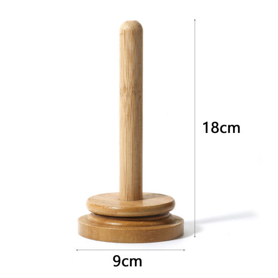 Picture of 1 Piece Wood Spinning Yarn Thread Holder Spool Rack Storage Knitting Tools Round Natural 18mm x 9cm