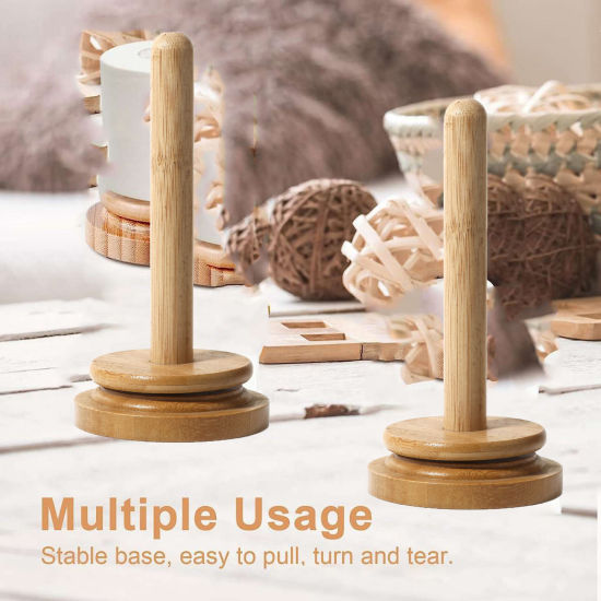 Picture of 1 Piece Wood Spinning Yarn Thread Holder Spool Rack Storage Knitting Tools Round Natural 18mm x 9cm