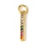 Picture of 1 Piece Brass Micro Pave Charms 18K Real Gold Plated Strip Micro Pave Multicolour Cubic Zirconia 19mm x 3mm