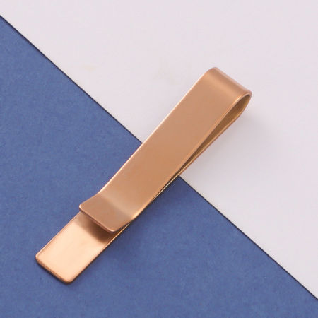 Image de 1 Pièce Pinces à Cravates Étiquettes d'Estampage Vierges en 304 Acier Inoxydable Or Rose Polissage Miroir 4.9cm x 0.8cm
