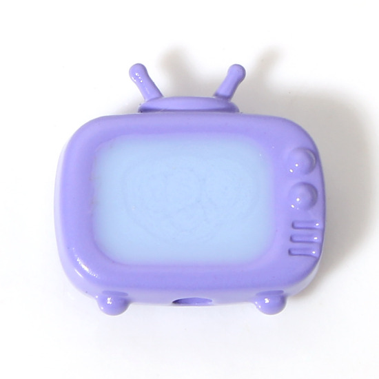 Изображение 5 ШТ Цинковый Сплав Бисер для изготовления ювелирных украшений "Сделай сам Фиолетовый телевизор С Эмалью Около 13мм x 12мм, Отверстие:примерно 1.6мм