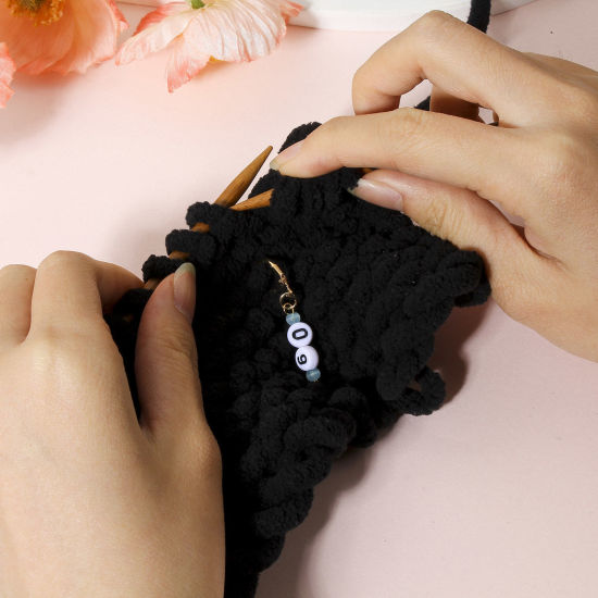 1 セット (約 9個/セット) ガラス & アクリル 編み物用品 段数マーカー 目数段数リング ステッチマーカー KC金メッキ 数字 4.2cm x 0.7cm の画像