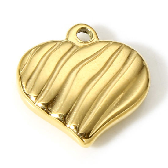 Immagine di 1 Pz Placcatura Sottovuoto 304 Acciaio Inossidabile Elegante Ciondoli Cuore Oro Placcato Striscia 15mm x 15mm