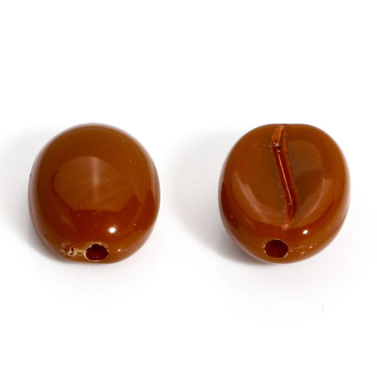 Bild von 200 Stück Acryl Perlen für die DIY-Schmuckherstellung Vergoldet Braun Kaffeebohne ca. 10.5mm x 8mm, Loch:ca. 1.2mm