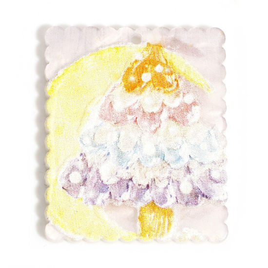 Bild von 10 Stück Acryl-Anhänger, Relief-Ölgemälde-Stil, Halbmondbaum, mehrfarbig, 3,5 cm x 2,9 cm