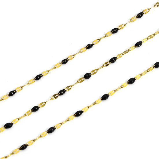 Imagen de 1 M Recubrimiento al Vacío PVD Ecológico 304 Acero Inoxidable Cadena de Labios Para Accesorios Hechos a Mano para Hacer Joyas Chapado en Oro Negro Esmalte 2mm