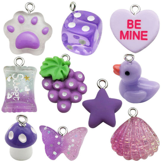 Picture of 1 Set ( 10 PCs/Set) Resin Charms At Random Mixed Purple