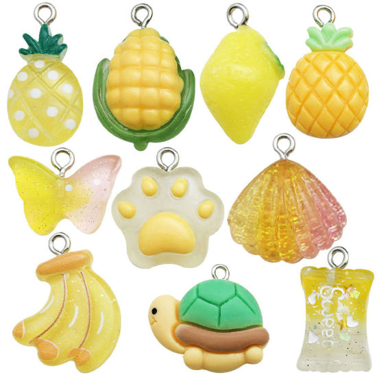 Picture of 1 Set ( 10 PCs/Set) Resin Charms At Random Mixed Yellow