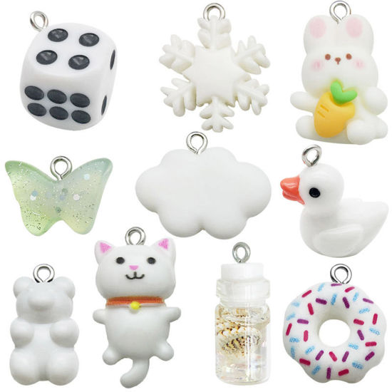 Picture of 1 Set ( 10 PCs/Set) Resin Charms At Random Mixed White