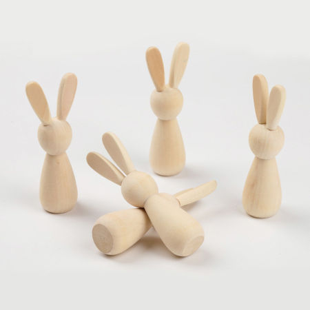1 Pièce DIY Poupée Cheville Corps en Bois Jour de Pâques Couleur Naturelle Lapin 8.8cm x 3cm