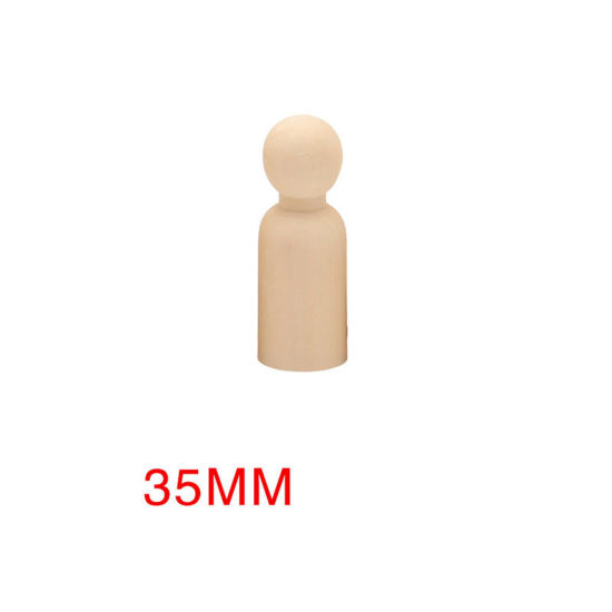 Picture of 10 PCs Wood Unfinished Blank Peg Doll Bodies For DIY Painting Craft Ornament Natural Human 3.5cm