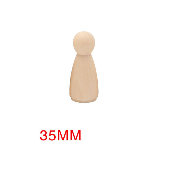 Picture of 10 PCs Wood Unfinished Blank Peg Doll Bodies For DIY Painting Craft Ornament Natural Human 3.5cm