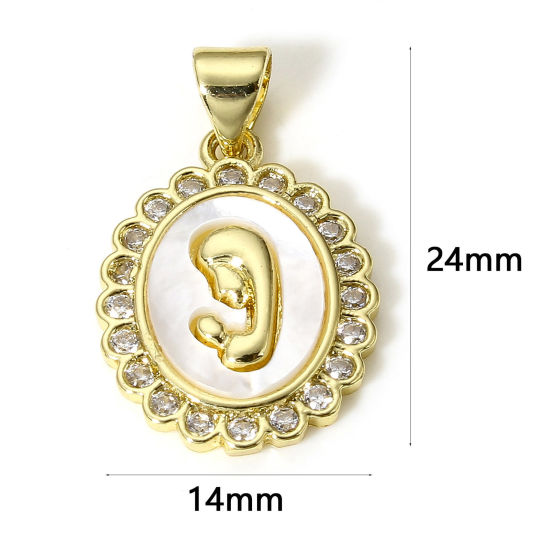 Изображение 1 ШТ Латунь День матери Подвески Овальные 18K настоящее золото с покрытием мама Бижутерия усыпанная мелким фианит Прозрачный Искусственный Циркон 24мм x 14мм