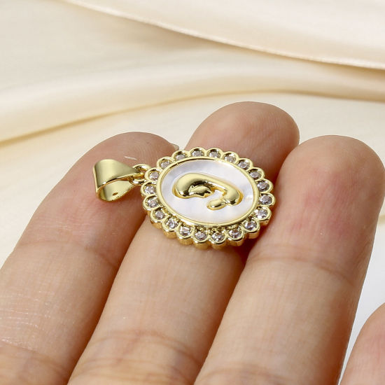 Изображение 1 ШТ Латунь День матери Подвески Овальные 18K настоящее золото с покрытием мама Бижутерия усыпанная мелким фианит Прозрачный Искусственный Циркон 24мм x 14мм