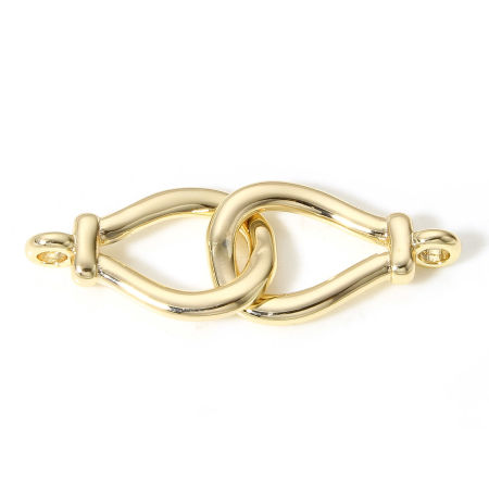Image de 1 Pièce Connecteurs Pendentifs Breloques en Laiton Plaqué Or Véritable 18K Creux 3.5cm x 1.3cm