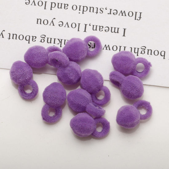 Picture of 10 PCs Acrylic Charms Grape Fruit Purple Flocking 14mm x 9mm