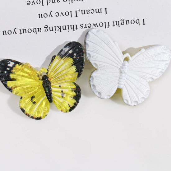 Изображение 10 ШТ Акриловые Насекомое Подвески Бабочка Желтый Трехмерный 4.1см x 3.2см