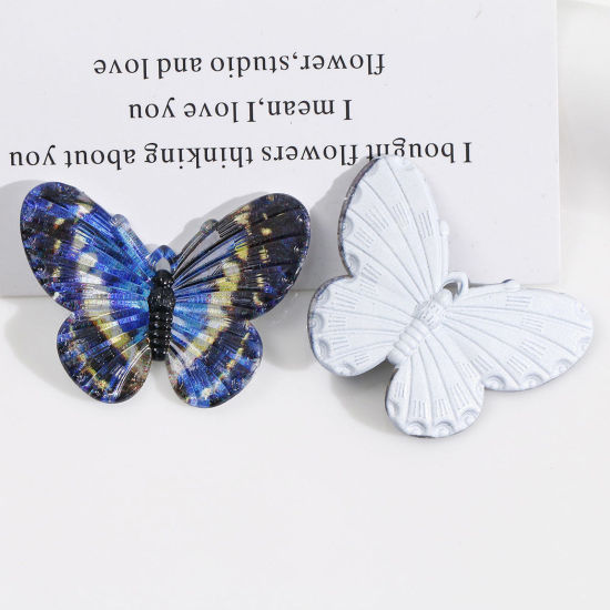 Изображение 10 ШТ Акриловые Насекомое Подвески Бабочка Синий Трехмерный 4.1см x 3.2см