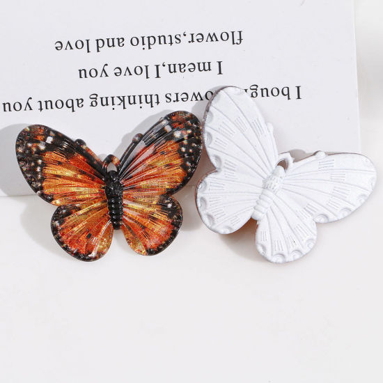 Picture of 10 PCs Acrylic Insect Pendants Butterfly Animal Orange 3D 4.1cm x 3.2cm