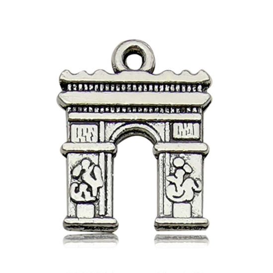 Изображение 50 ШТ Цинковый Сплав Туризм Подвески Античное Серебро Триумфальная арка 18мм x 14.5мм